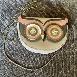 Kate Spade Owl Design Crossbody Clutch Bag Grey Pink Crystal